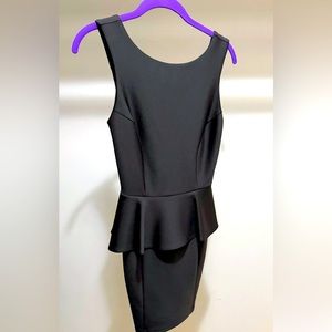 Topshop Perfect Little Black Peplum V-Back Dress Size 2